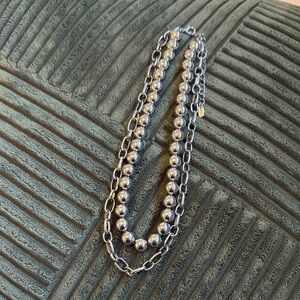 Silver Chain and Bead Necklace